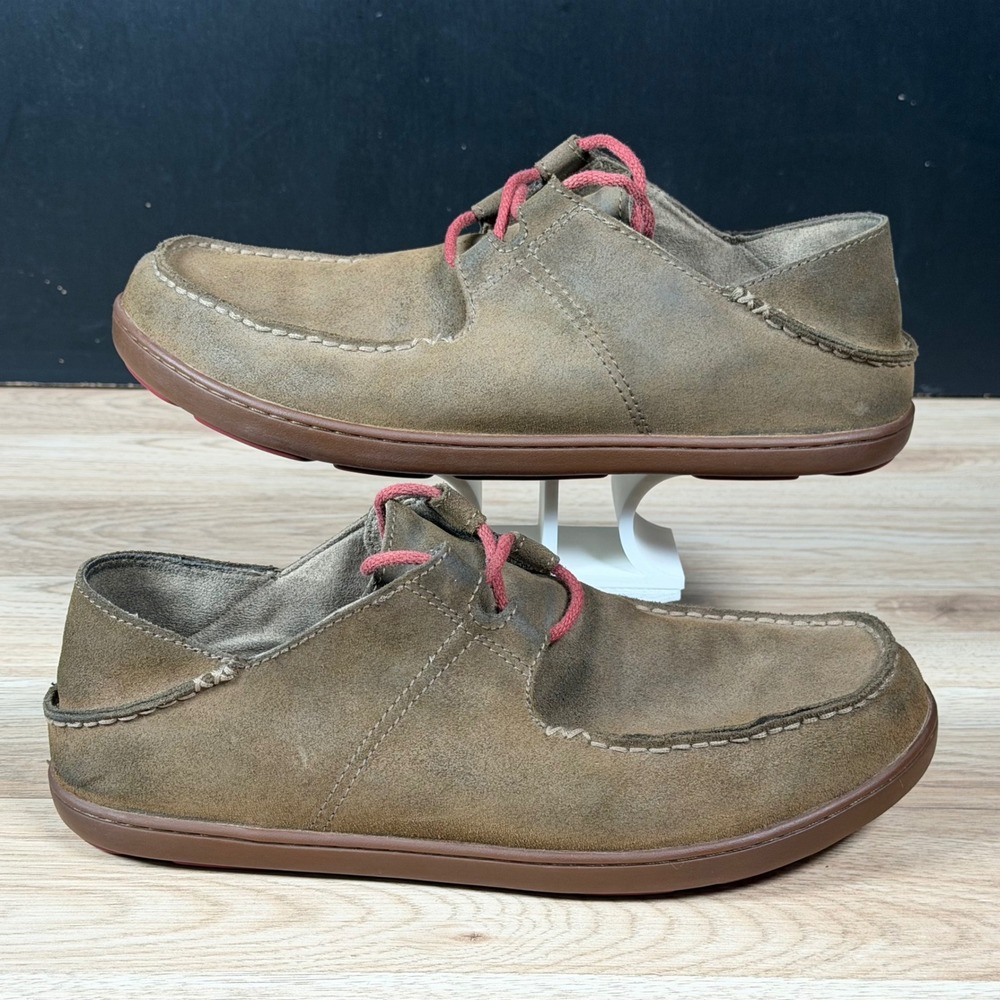 OluKai Ohana Sneaker Mens Size 10.5 Brown Suede Casual Loafers Mock Toe Slip On